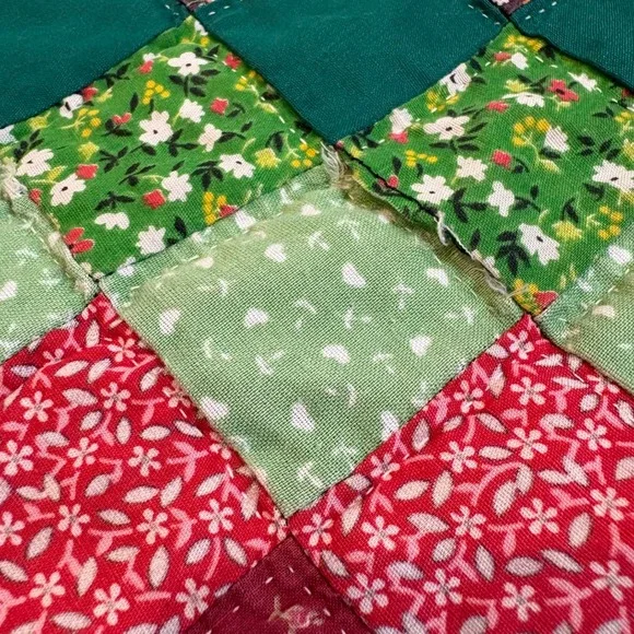 Vtg Patchwork Quilt Handmade Trip Around the World Full/Queen Cottage 100x85 - Picture 12 of 16